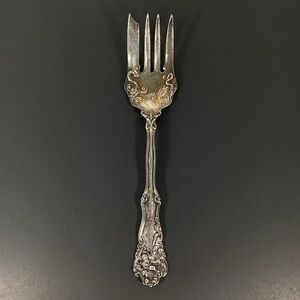 Vtg Wm Rogers Co Silverplate 8.5" Cold Meat Serving Fork Berkwick 1904